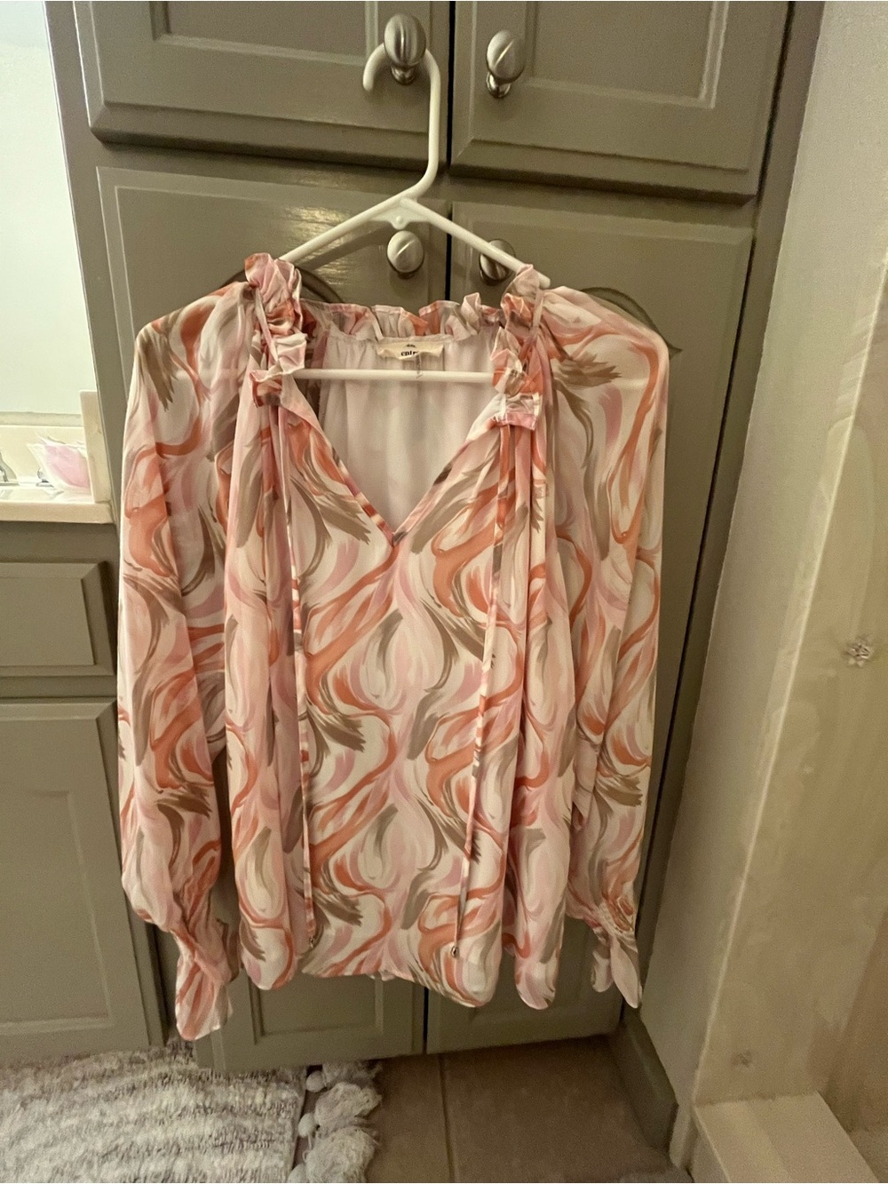 Entro Women's Pink Swirl Long-Sleeve Blouse Size S
